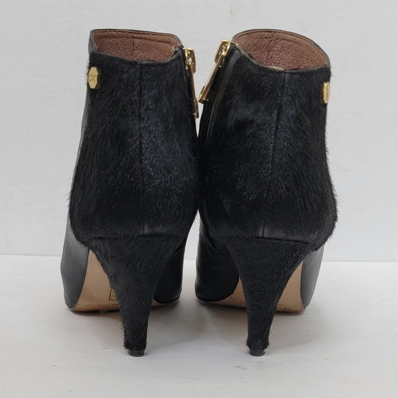 Louise et Cie Pointed Toe Black Leather & Cow Hair Heel Booties Size 7.5 - Picture 11 of 16